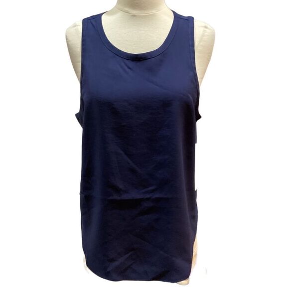 NWT Good American Good Touch Cutaway Woven Tank Navy Blue L - Picture 11 of 13